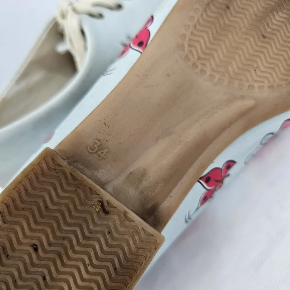 Girls Lace-Up Shoes Size 3 | Cute Best Friends Print | Butterfly Artwork